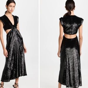 NWT A.L.C. Alexis Black Sequin Cutout Dress Size 2